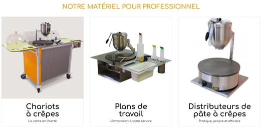 Gamme de matériel professionnel Crêpes de France